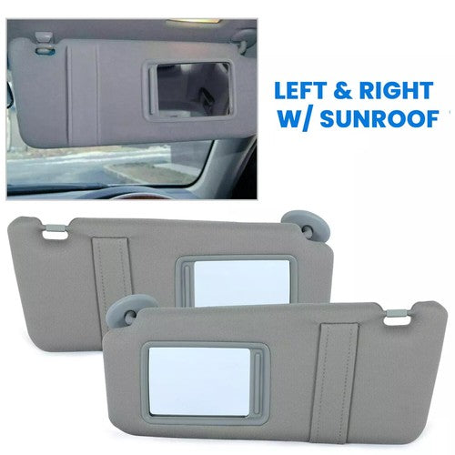 Solid Spare For Toyota Camry 2007-2011 Gray Car Sun Visor Pair Left & Right Side W/ Sunroof