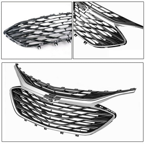 For 2019-2023 Chevrolet Malibu Front Bumper Upper Lower Grille Black Chrome 3PCS