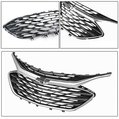 For 2019-2023 Chevrolet Malibu Front Bumper Upper Lower Grille Black Chrome 3PCS