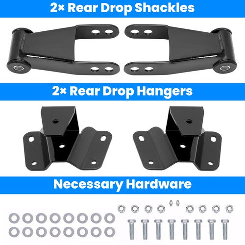 Solid Spare 4" Drop Kit Leveling Lowering Shackles Hangers For 1973-1996 Ford F150 F100
