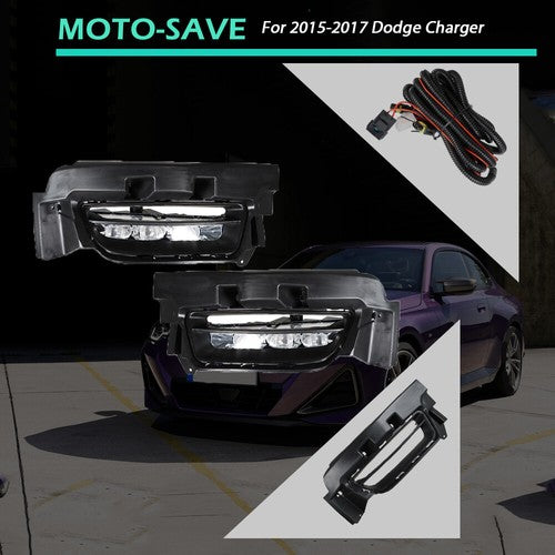 Solid Spare LED Fog Lamps Assembly w/ Switch+Wiring+Cover For Dodge Charger 15-17 LH+RH