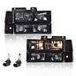 Solid Spare Fit For 1994-1998 GMC C10 C/K Sierra Suburban Yukon Smoked Lens Headlights