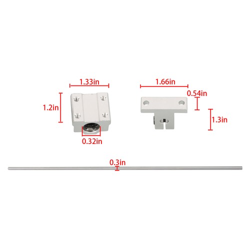 Solid Spare 8mm × 650mm 2Pcs Linear Motion Rail Shaft w/ 4 SCS8UU Bearing & SK8 Rail Support