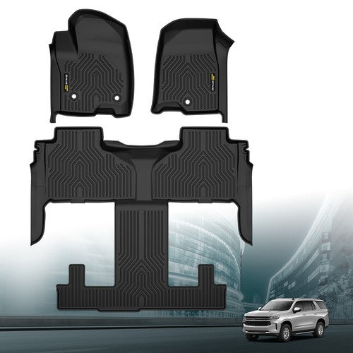 Solid Spare TPE 3 Rows Floor Mats Liner Fit For 21-24 Tahoe Yukon Escalade Bucket Seat
