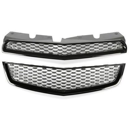Solid Spare Black Front Upper & Lower Bumper Grille Honeycomb Style For 10-15 Chevy Equinox