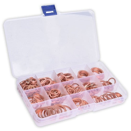 Solid Spare 280Pcs Kit 12 Sizes Assorted Solid Copper Crush Washers Seal Flat Ring with Box