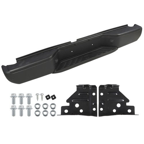 Black Steel Rear Step Bumper For 2005-2020 2021 Nissan Frontier w/o Sensor Holes