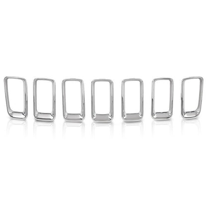 Solid Spare Front Grille Molding Trim Insert Bezel Fit For 11-17 Jeep Compass Silver