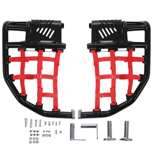 Solid Spare Nerf Bars Heel Guards Side Steps For Honda TRX450R 450ER Red Nets Black Nerfs