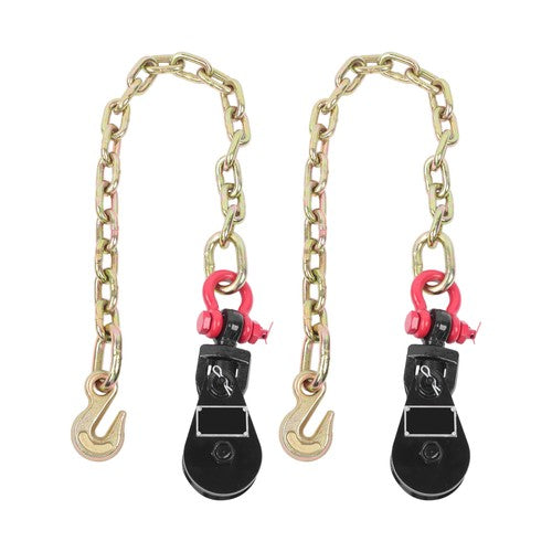Solid Spare 2 Pcs Chained Pulley 2 Ton G70 Snatch Block 2 FT Tow Chain for 3/8" Wire Rope
