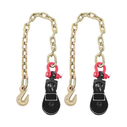 Solid Spare 2 Pcs Chained Pulley 2 Ton G70 Snatch Block 2 FT Tow Chain for 3/8" Wire Rope