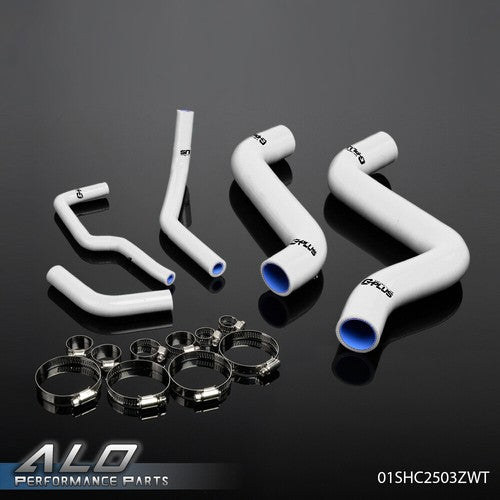 Solid Spare Fit For Fiat Coupe 2.0 16V GT Trubo White Silicone Radiator Hose+Clamps Kit