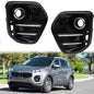 Fog Light Covers Bezels W/Chrome Trim Pair Black For 2017-2019 Kia Sportage EX