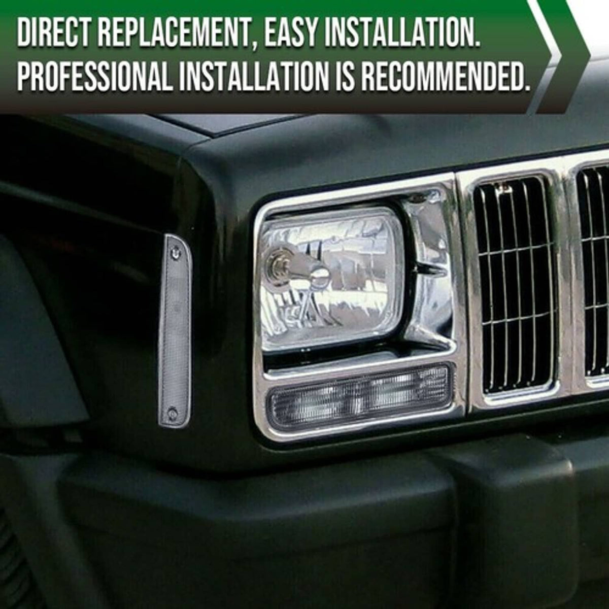 Solid Spare Fit For 1997-2001 Jeep Cherokee XJ Smoke Corner Lights + Bumper Signal Lights