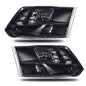 Solid Spare Fit For 2009-2018 Ram 1500 2500 3500 Black Housing Clear Corner Headlights Pair