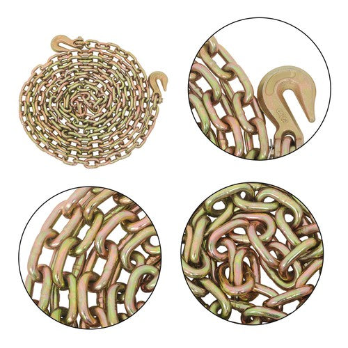 Solid Spare 2 × Transport Bundle Chain Steel Gold 7100lbs G80 3/8in×20ft Heavy Duty W/Hooks