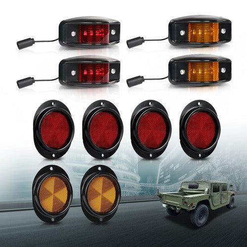 Solid Spare Fit For Humvee LED Side Marker Light with Reflector and Housing - Black
