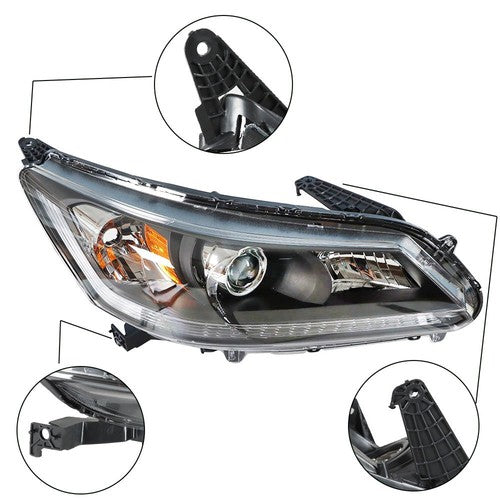 Solid Spare 1PCS Passenger Headlight Assembly Fit For Honda Accord 2013-2015 Clear Halogen