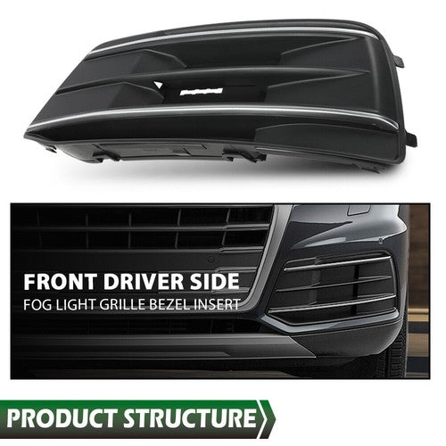 Solid Spare Fit For 2018-2020 Audi Q5 Front Bumper Insert Fog Light Cover Left Driver Side