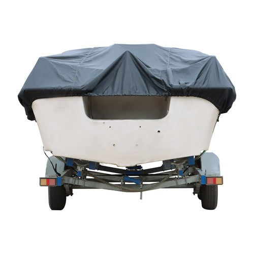 Solid Spare 11-13ft Waterproof Heavy Duty Boat Cover V-Hull Runabouts 420D Black