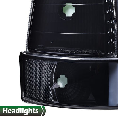 Solid Spare FIT FOR 92-96 FORD F150 F250 F350 LED DRL BLACK HEADLIGHT CORNER/BUMPER