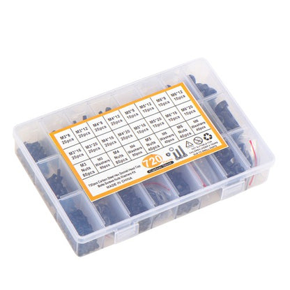 Solid Spare 720PCS M3 M4 M5 M6 bolt and nut combination kit surface oxidation Alloy steel