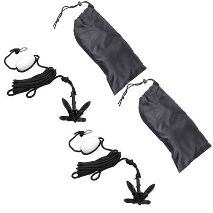 Solid Spare For Grapnel Boat Marine Kayak 2-Pack Folding Anchor Set 0.7kg Black