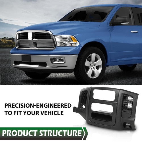 Solid Spare Fit For 02-05 Dodge Ram 1500 2500 Dash Radio Bezel Climate Trim Panel Vent Black