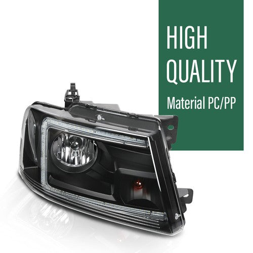 Solid Spare Fit For 2004-2008 Ford F150 Lincoln Mark LT LED DRL Headlights Assembly Black