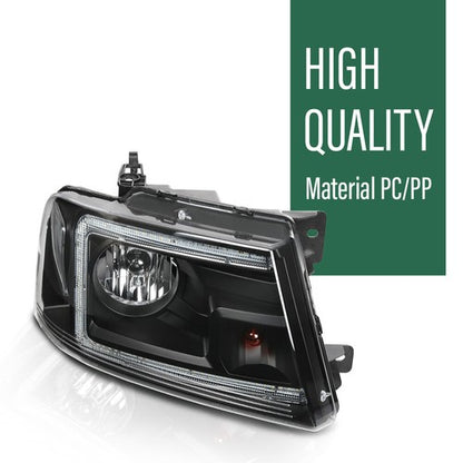 Solid Spare Fit For 2004-2008 Ford F150 Lincoln Mark LT LED DRL Headlights Assembly Black