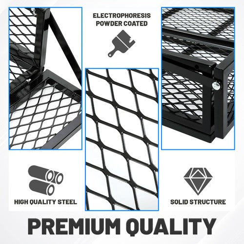 Solid Spare Front+Rear Cargo Basket Universal Luggage Carrier Mesh Rack Black Steel For ATV