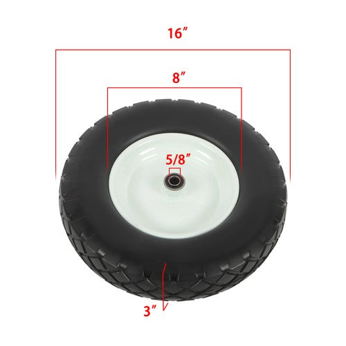 Solid Spare Lawn Mower Tires Solid for Trolley Smooth Flat White Rims Metal 16x4.80/4.00-8"