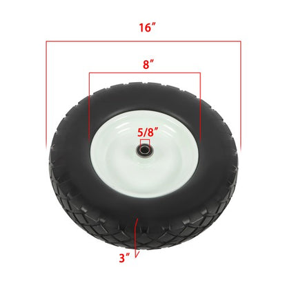 Solid Spare Lawn Mower Tires Solid for Trolley Smooth Flat White Rims Metal 16x4.80/4.00-8"