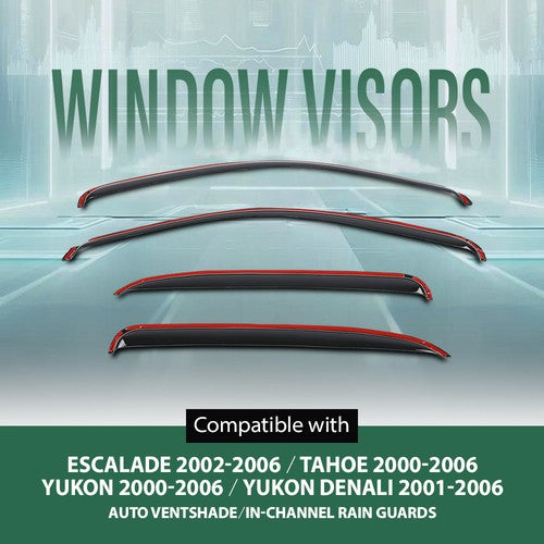 Solid Spare Rain Guards Window Visors Fit For 00-06 Chevy Tahoe/GMC Yukon/Cadillac Escalade