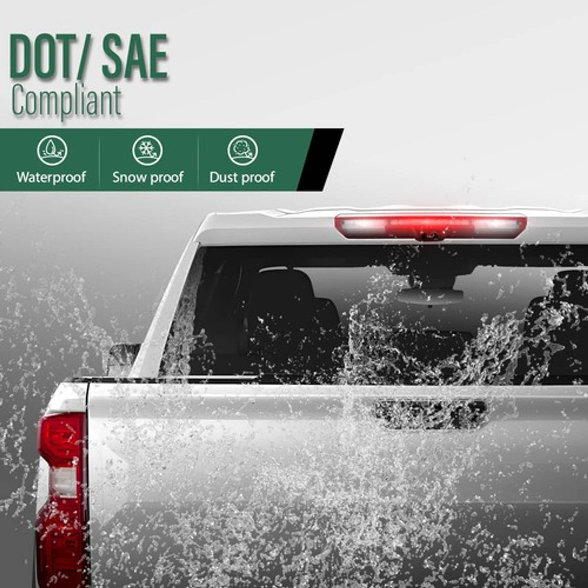 Solid Spare Fit For 2019-2025 Chevy Silverado GMC Sierra Third Brake Light w/ 2 Camera Holes