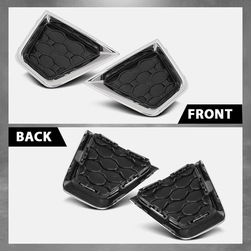 Solid Spare Fit For 2019-2023 Jeep Renegade Front Bumper Fog Light Cover Lamp Trim Pair