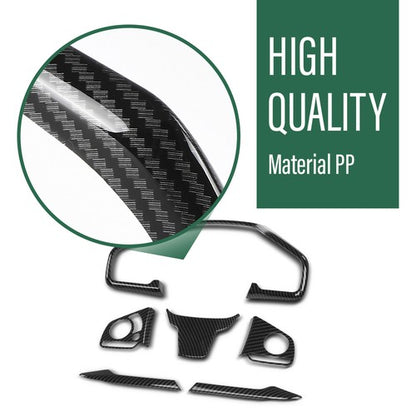 Solid Spare 6pcs Steering Wheel Cover Trim Fit For 2016-2019 Honda Civic Carbon Fiber Look