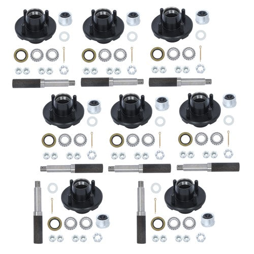 Solid Spare With Trailer Bearing Kit 8 Sets 4 on 4" Trailer Hub Kit And 1" Round BT8 Spindle