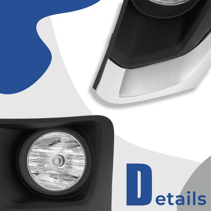 Solid Spare For 18-21 Chevy Traverse Driver/LH+Passenger/RH Fog Lights+Bezel+Harness+Switch