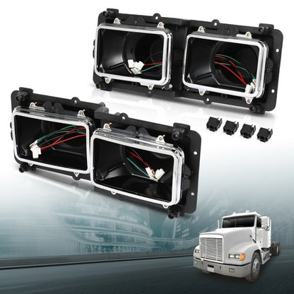 Solid Spare Headlight Housing Base Fit For 89-03 Freightliner FLD 112 120 Left+Right
