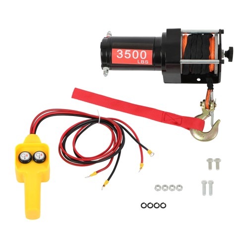 Solid Spare 3500lbs Electric Winch 12VDC/1.5HP 3/16in x 39ft Synthetic Rope IP55 Waterproof