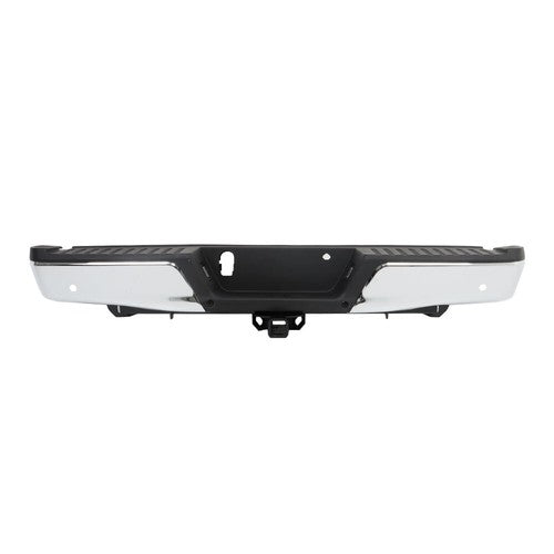 Solid Spare Chrome Rear Bumper For Ford F150 2015-2019 w/ Heavy Duty Tow & Sensor Hole