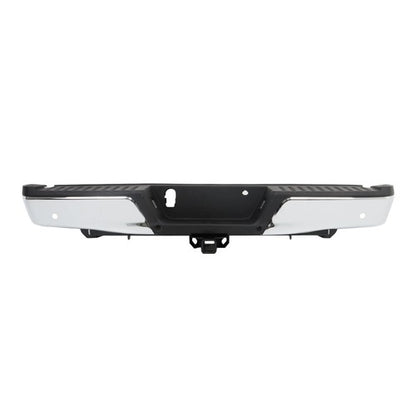 Solid Spare Chrome Rear Bumper For Ford F150 2015-2019 w/ Heavy Duty Tow & Sensor Hole
