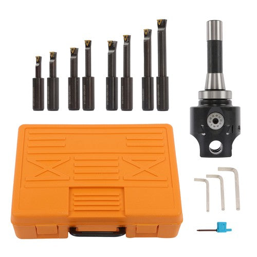 Solid Spare 3" Boring head R8 Shank +TCMT 8pcs Indexable 3/4" Boring Bar Set