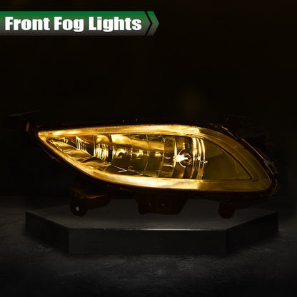 Solid Spare Fit For 2011-2013 Hyundai Sonata Yellow Front Bumper Fog Lights Driving Lamps