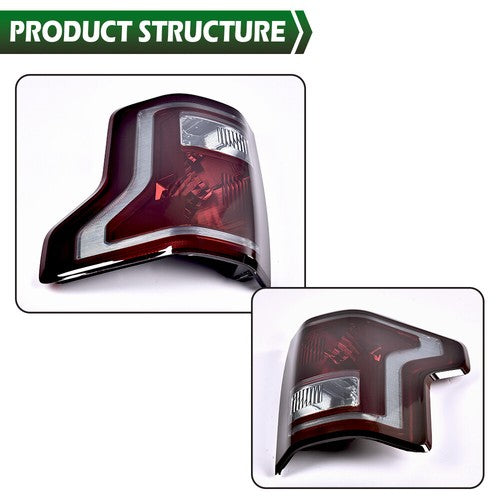 Solid Spare Rear Tail Lights Brake Lamps Left+Right Side Fit For 2015-2017 Ford F-150 Smoke