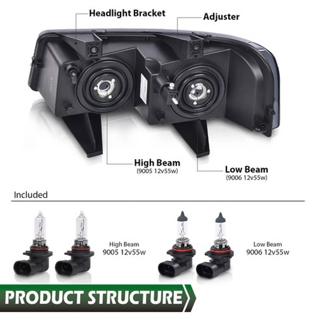 Solid Spare Fit For 2003-2023 Chevrolet Express GMC Savana Van Headlights Smoke Left+Right