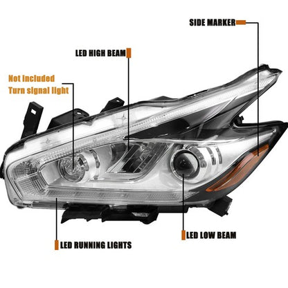 Full LED Headlight For 2015 2016 2017 2018 Nissan Murano  W/DRL Left Driver Side