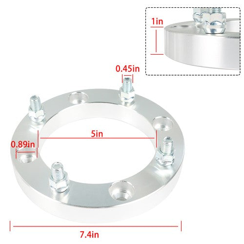 Solid Spare Silver 4Pcs Wheel Spacers 4x156 1" 131mm M12x1.5 For Polaris Polaris RZR 2015+