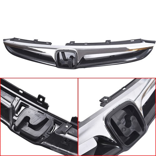 Solid Spare Plastic Black Chrome Front Fit For Honda Accord Sedan 2006-2007 Bumper Grille